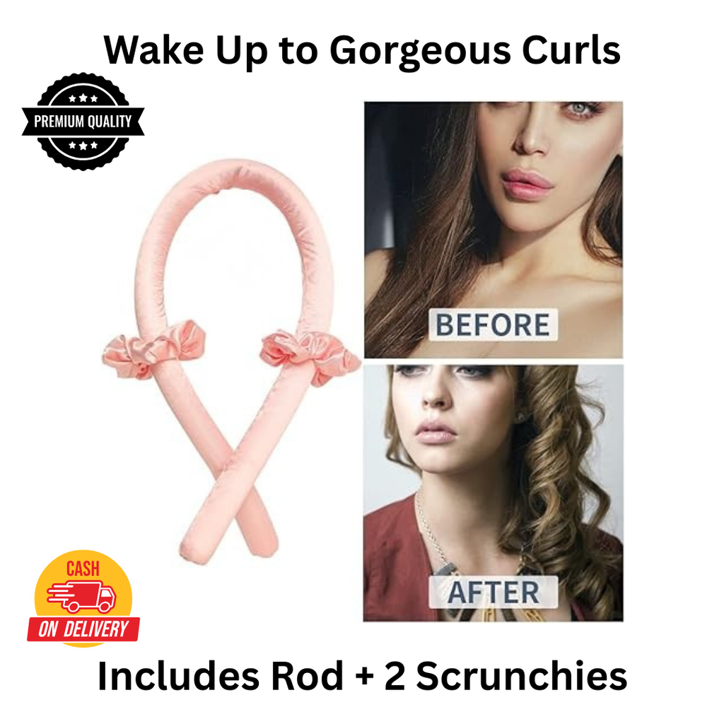 Satin Heatless Hair Curler Set - Beautiful Curls Overnight Without Heat Damage | Professional Curling Rod with Scrunchies