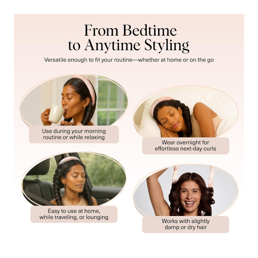 Satin Heatless Hair Curler Set - Beautiful Curls Overnight Without Heat Damage | Professional Curling Rod with Scrunchies