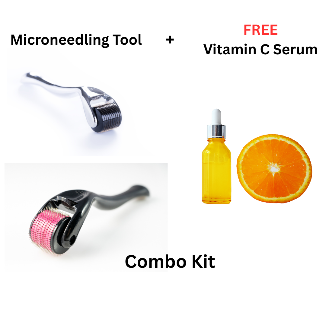 Microneedling Tool (100% Original Titanium 540 Microneedles) + FREE Vitamin C Serum (Premium & Organic)