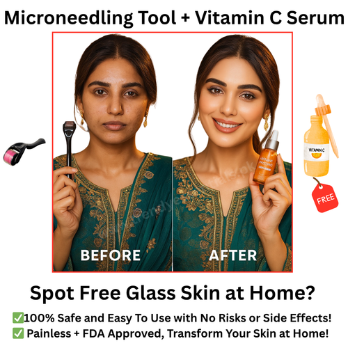Microneedling Tool (100% Original Titanium 540 Microneedles) + FREE Vitamin C Serum (Premium & Organic)